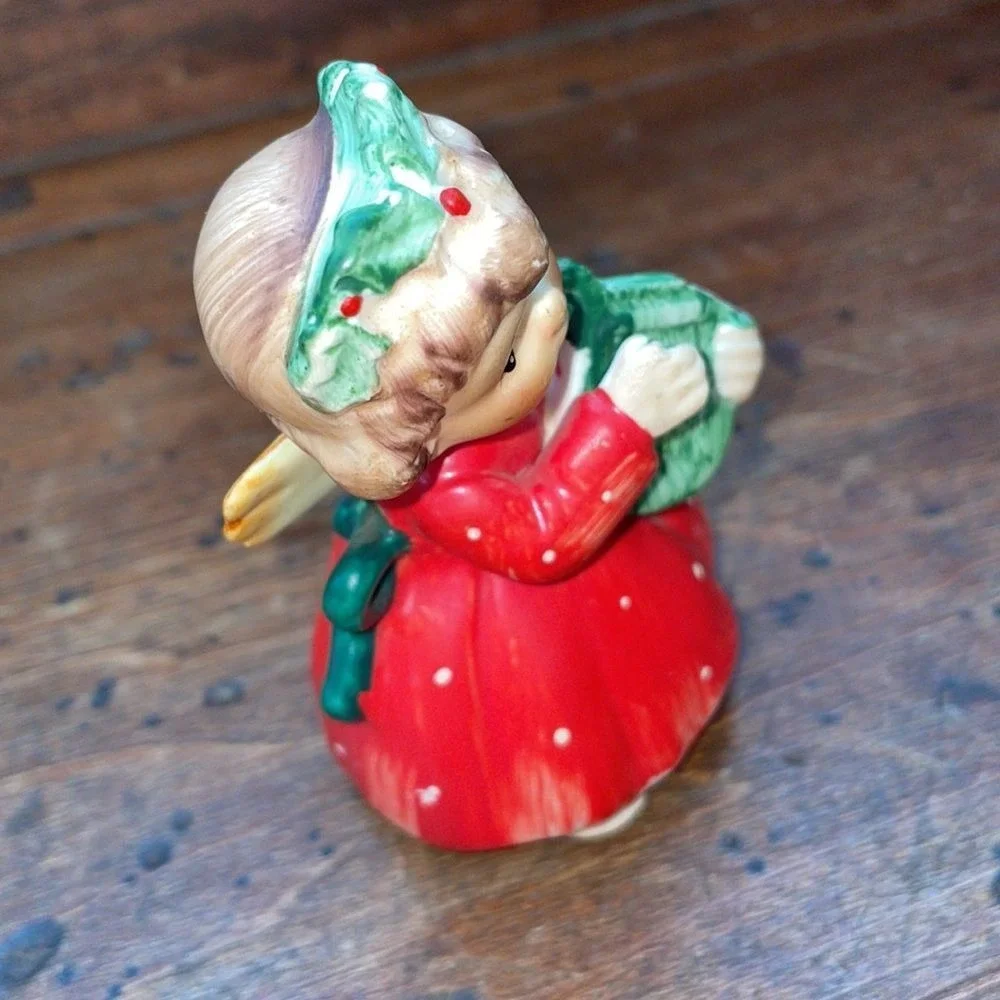 Vtg Lefton ceramic Christmas‎ angel holding a lyre/as is
